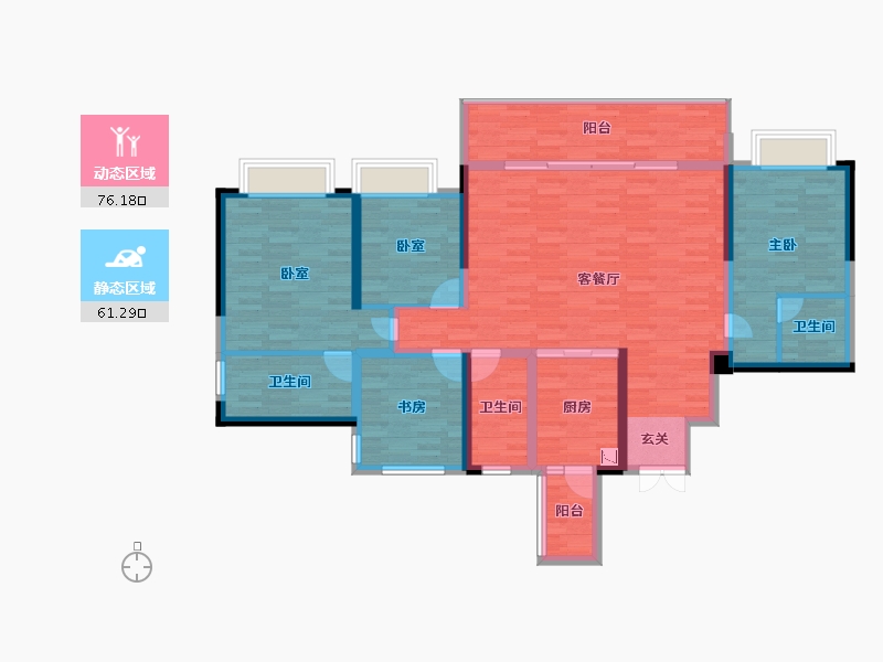 重庆-重庆市-金辉长江铭著4号楼,5号楼建面158m²-123.42-户型库-动静分区