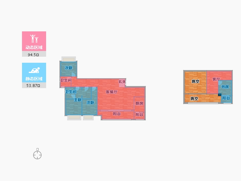 重庆-重庆市-财信融创九阙府6号楼,7号楼建面179㎡-164.87-户型库-动静分区