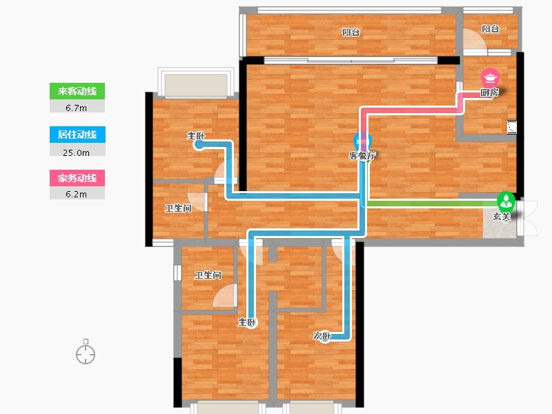 重庆-重庆市-财信融创九阙府6号楼,7号楼建面181㎡-110.19-户型库-动静线