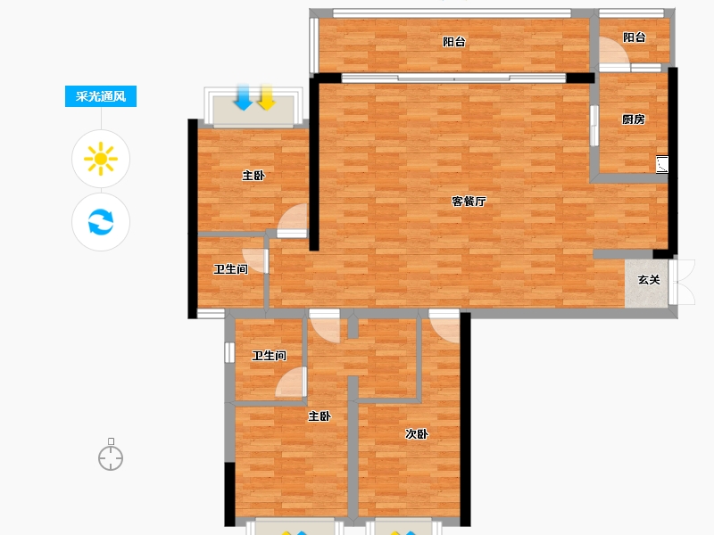 重庆-重庆市-财信融创九阙府6号楼,7号楼建面181㎡-110.19-户型库-采光通风