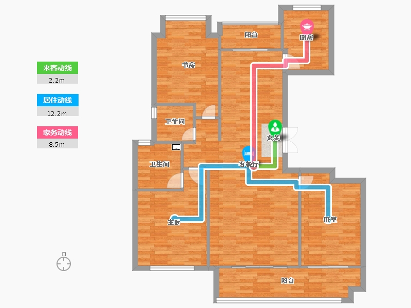 重庆-重庆市-财信融创九阙府2号楼,3号楼建面130㎡-101.14-户型库-动静线