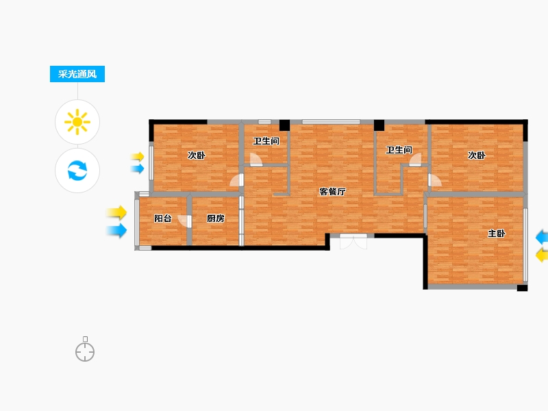 黑龙江省-佳木斯市-南山壹公馆-133.13-户型库-采光通风