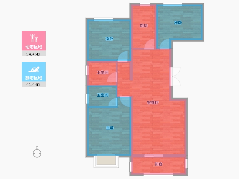 陕西省-榆林市-亚都首府-85.31-户型库-动静分区