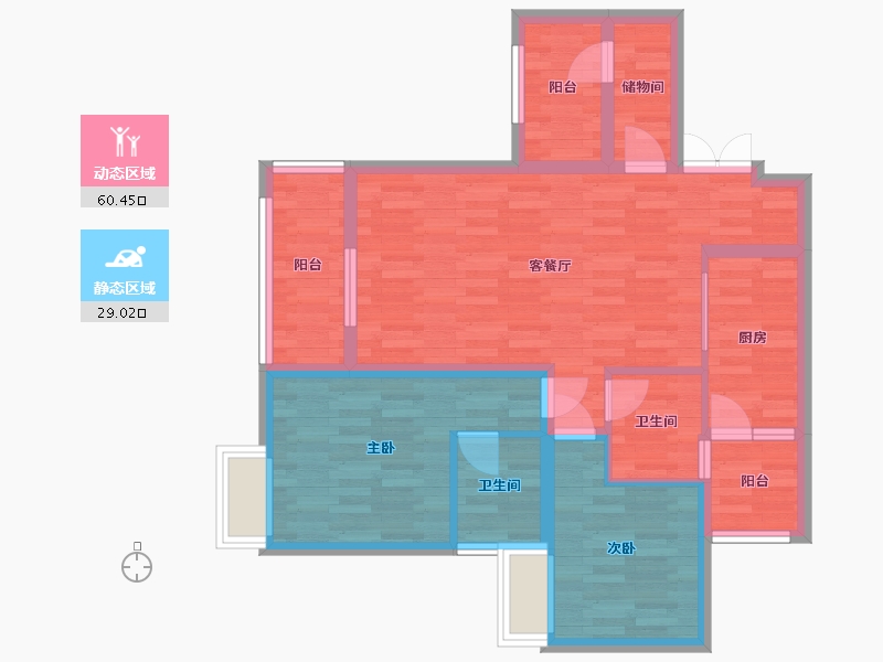 重庆-重庆市-中昂新天地7号楼高层8号楼高层9号楼99.21㎡-78.30-户型库-动静分区