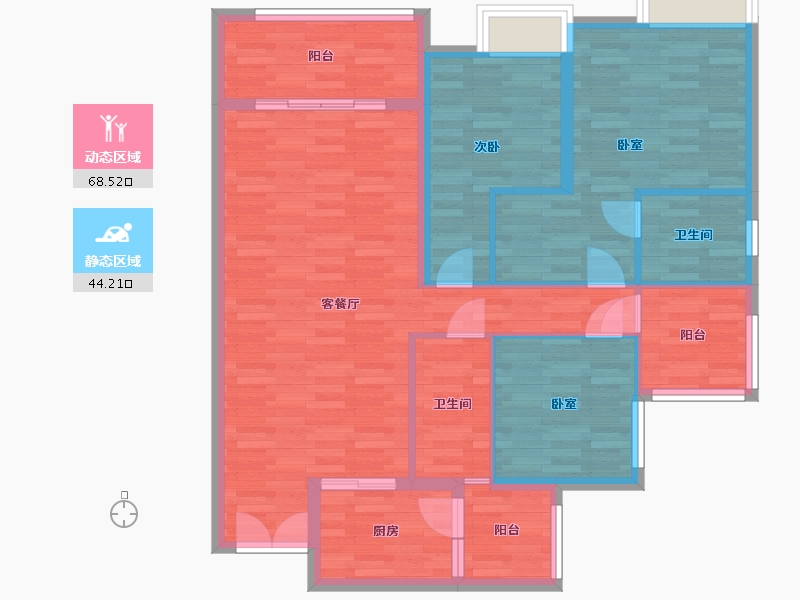 重庆-重庆市-中昂新天地7号楼高层8号楼高层9号楼129.19㎡-101.54-户型库-动静分区