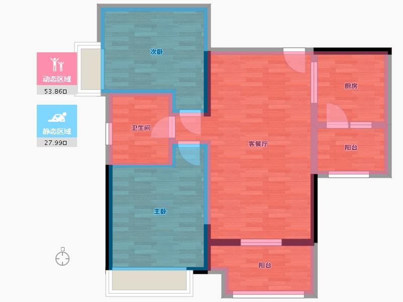 重庆-重庆市-仁能云的左28号楼92.92m²-71.77-户型库-动静分区