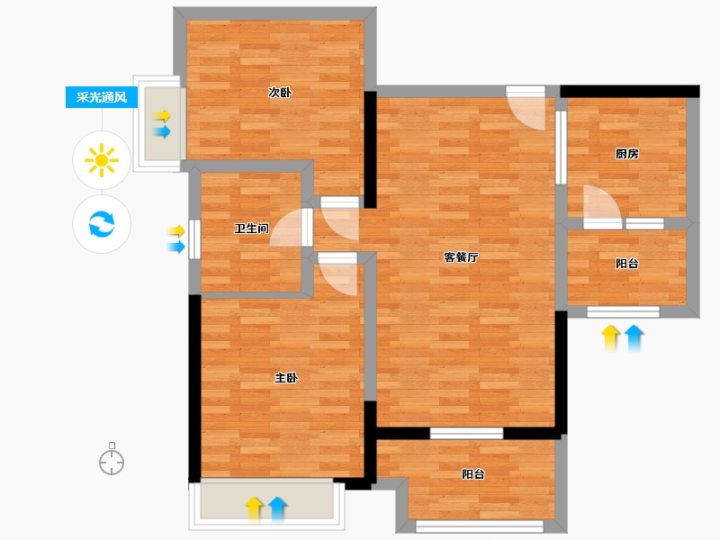 重庆-重庆市-仁能云的左28号楼92.92m²-71.77-户型库-采光通风