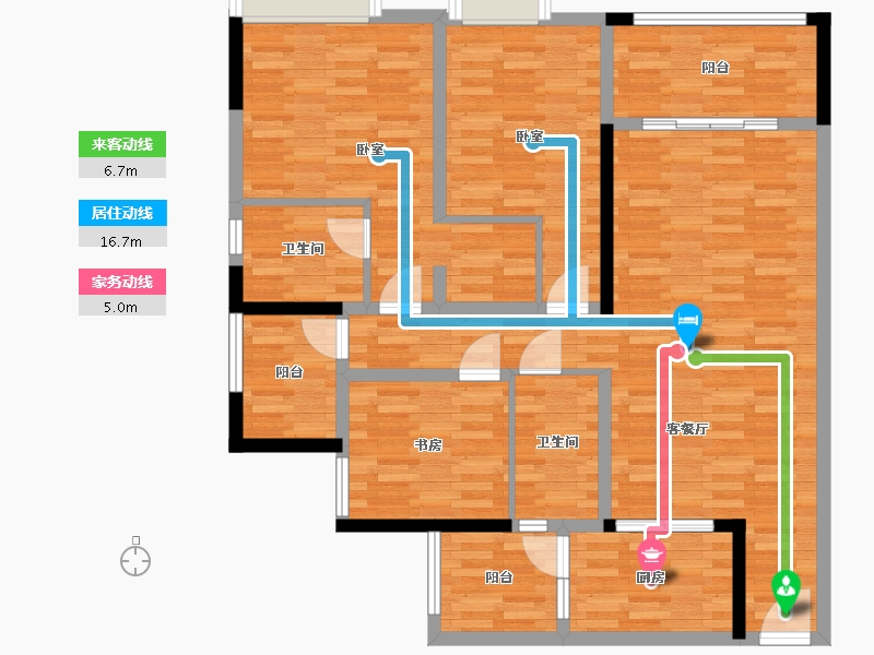 重庆-重庆市-仁能云的左28号楼A户型140.4m²-112.69-户型库-动静线