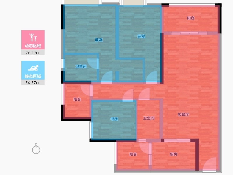 重庆-重庆市-仁能云的左28号楼A户型140.4m²-112.69-户型库-动静分区