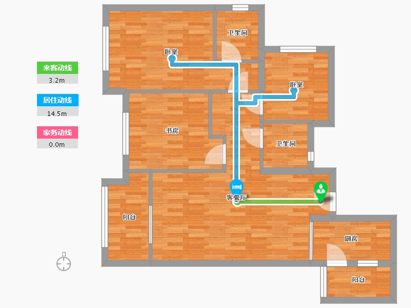 重庆-重庆市-中骏雍景湾5号楼,4号楼98㎡-77.85-户型库-动静线