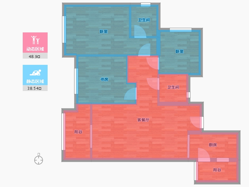 重庆-重庆市-中骏雍景湾5号楼,4号楼98㎡-77.85-户型库-动静分区