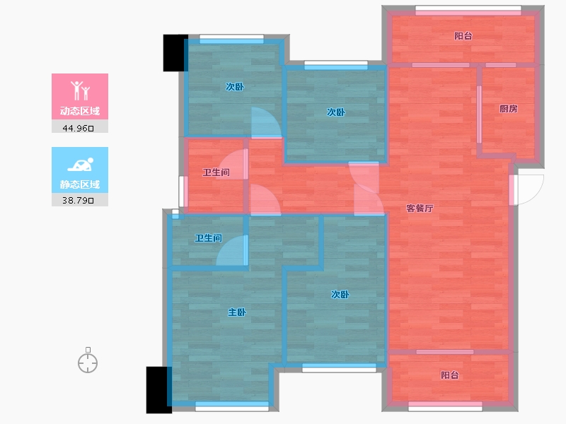 重庆-重庆市-中骏雍景湾G户型117.43m²-74.77-户型库-动静分区