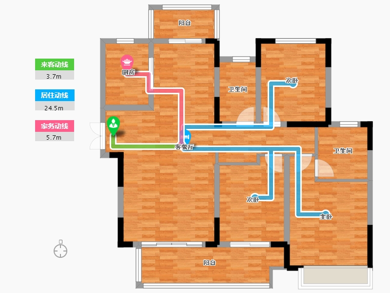 河南省-安阳市-汤阴建业森林半岛-111.00-户型库-动静线