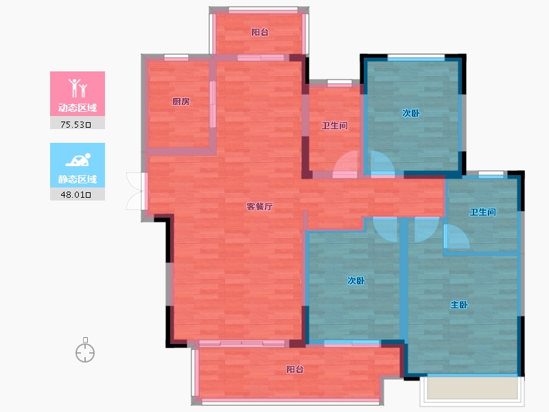 河南省-安阳市-汤阴建业森林半岛-111.00-户型库-动静分区