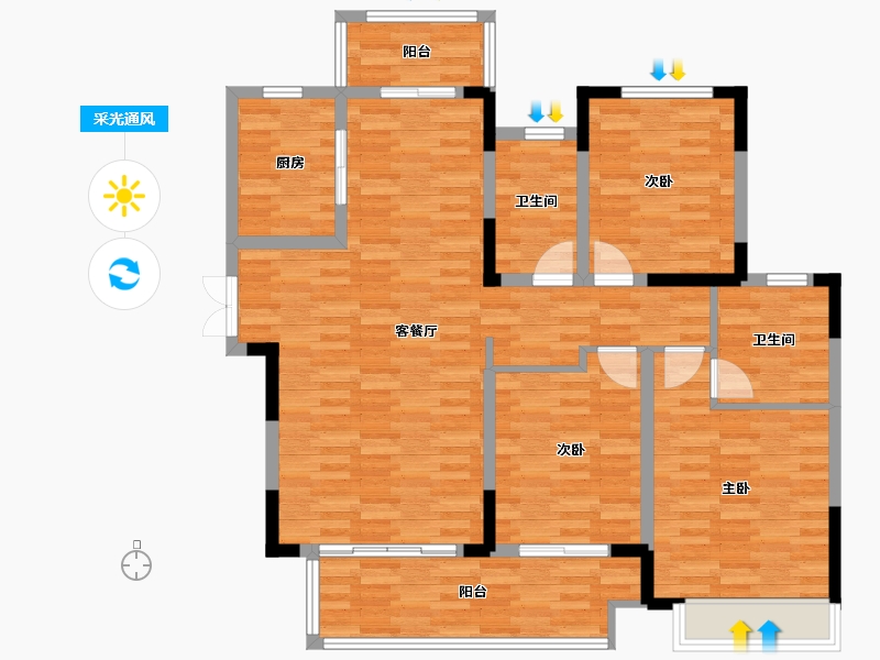 河南省-安阳市-汤阴建业森林半岛-111.00-户型库-采光通风