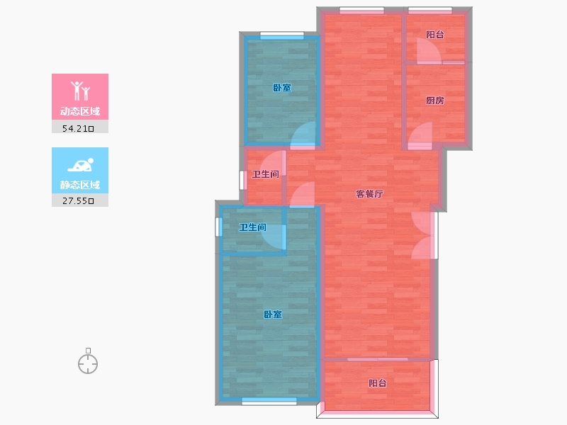 重庆-重庆市-阳光城中央大道39号楼,40号楼套内面积91m²-90.91-户型库-动静分区