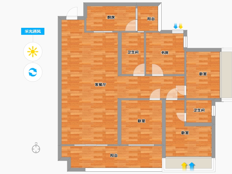 重庆-重庆市-阳光城中央大道38号楼41号楼39号楼40号套内99m²-100.05-户型库-采光通风