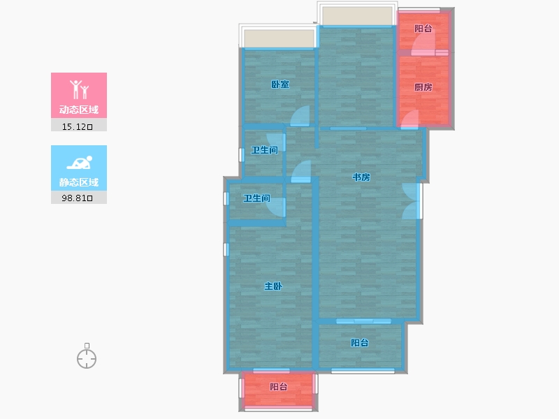 重庆-重庆市-阳光城中央大道23号楼,24号楼套内102m²-101.67-户型库-动静分区