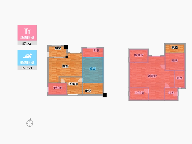 重庆-重庆市-津辉半山府邸12号楼,13号楼套内103m²-140.62-户型库-动静分区