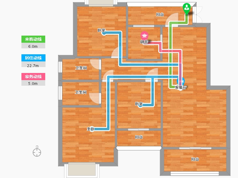 重庆-重庆市-津辉半山府邸15号楼套内面积105m²-105.00-户型库-动静线