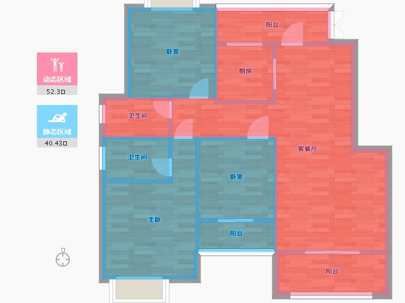 重庆-重庆市-津辉半山府邸15号楼套内面积105m²-105.00-户型库-动静分区