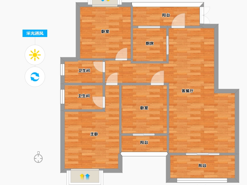 重庆-重庆市-津辉半山府邸15号楼套内面积105m²-105.00-户型库-采光通风