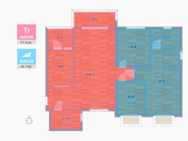 重庆-重庆市-恒大金碧天下695号楼702号楼703号楼119㎡-90.49-户型库-动静分区