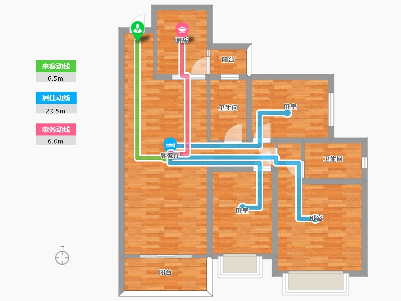 重庆-重庆市-恒大金碧天下695号楼702号楼703号楼127㎡-96.29-户型库-动静线