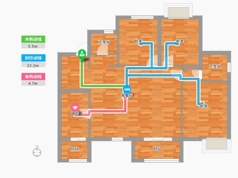 重庆-重庆市-嘉裕国际社区3号楼,1号楼,2号楼C户型109m²-87.10-户型库-动静线