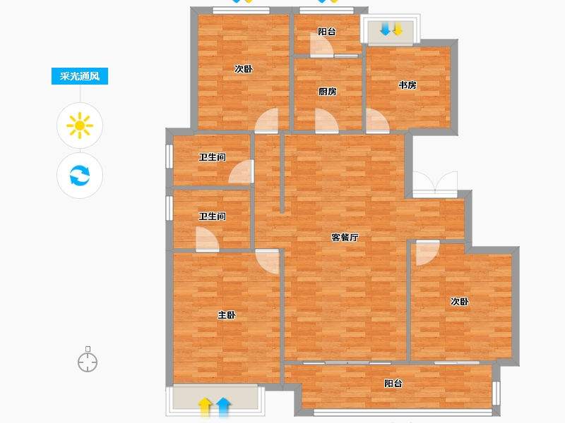 重庆-重庆市-华润琨瑜府0m²-112.18-户型库-采光通风