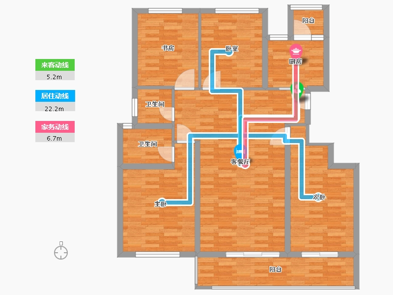 重庆-重庆市-财信中梁首府F户型115.23m²-99.22-户型库-动静线