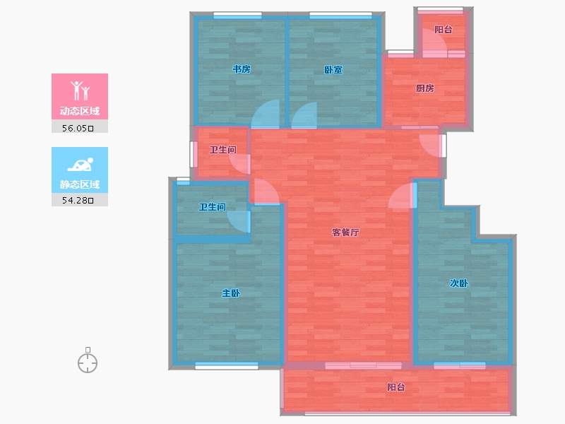 重庆-重庆市-财信中梁首府F户型115.23m²-99.22-户型库-动静分区