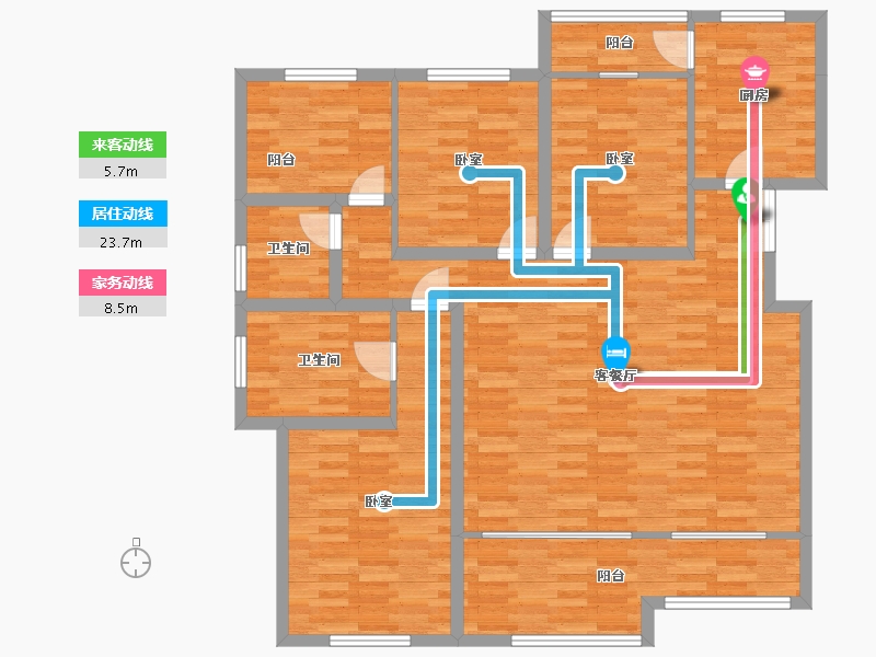 重庆-重庆市-乾和新天汇A2号楼,7号楼,8号楼A户型112.5m²-119.79-户型库-动静线