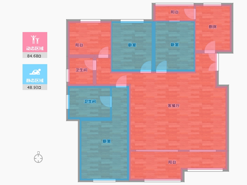 重庆-重庆市-乾和新天汇A2号楼,7号楼,8号楼A户型112.5m²-119.79-户型库-动静分区