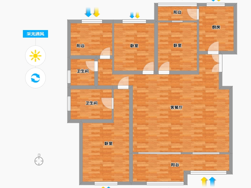 重庆-重庆市-乾和新天汇A2号楼,7号楼,8号楼A户型112.5m²-119.79-户型库-采光通风