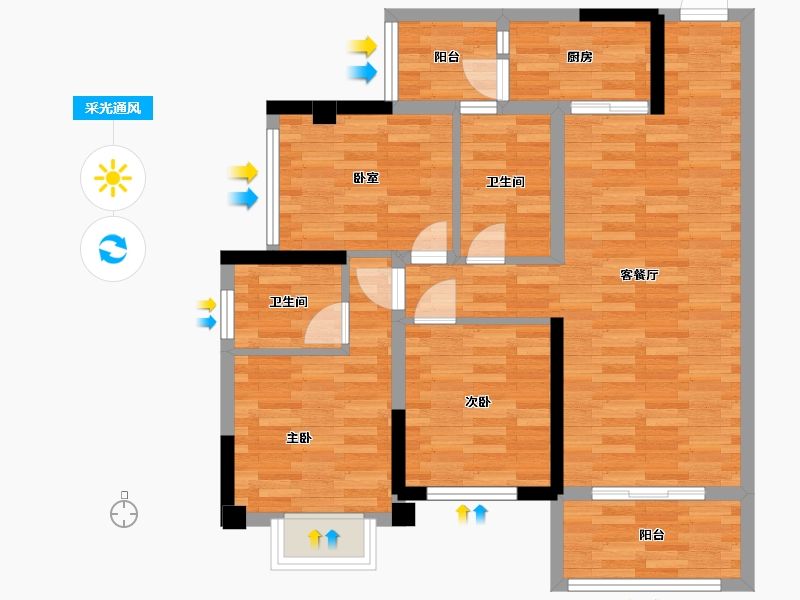 重庆-重庆市-双福新鸥鹏拉菲公馆B1户型99.78m²-78.32-户型库-采光通风