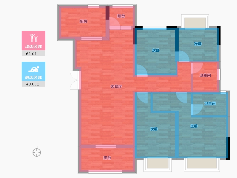 重庆-重庆市-双福新鸥鹏拉菲公馆C户型119.71m²-96.44-户型库-动静分区