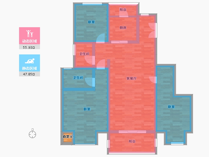 重庆-重庆市-御景滨江花园Y1户型118.8m²-92.00-户型库-动静分区