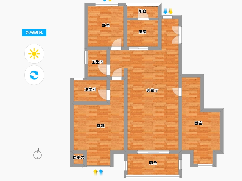 重庆-重庆市-御景滨江花园Y1户型118.8m²-92.00-户型库-采光通风