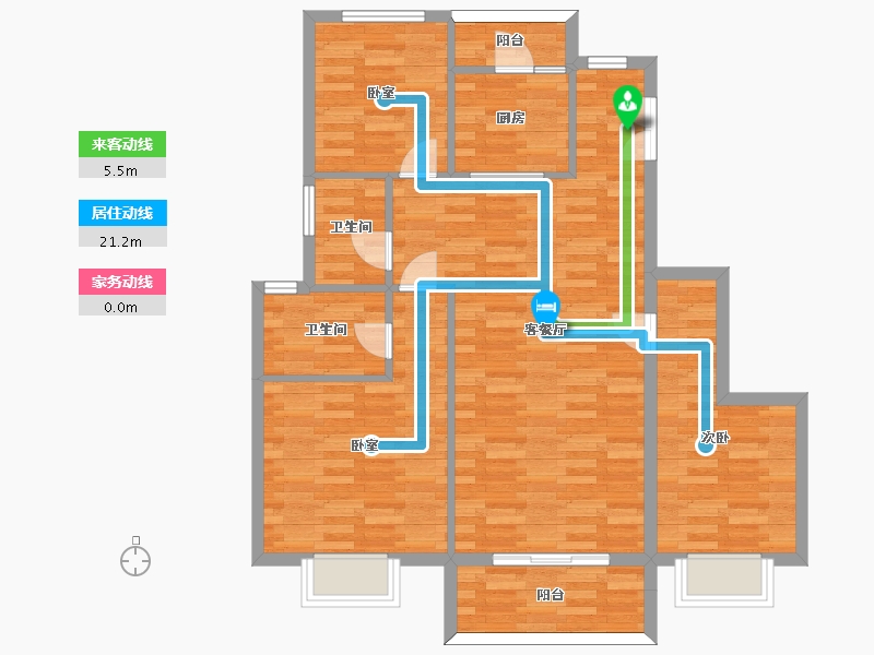 重庆-重庆市-新城和昱麟云5,6,7,9,12,20号楼Y1户型117m²-90.69-户型库-动静线