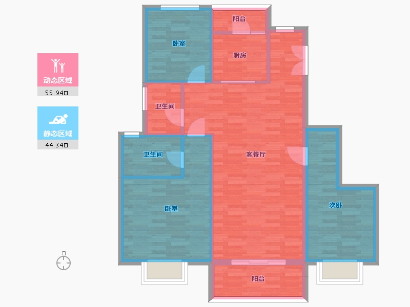 重庆-重庆市-新城和昱麟云5,6,7,9,12,20号楼Y1户型117m²-90.69-户型库-动静分区