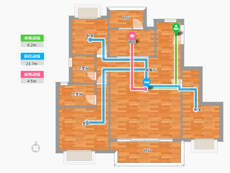 重庆-重庆市-新城和昱麟云5,6,7,9,12,20号楼Y2户型127m²-99.31-户型库-动静线