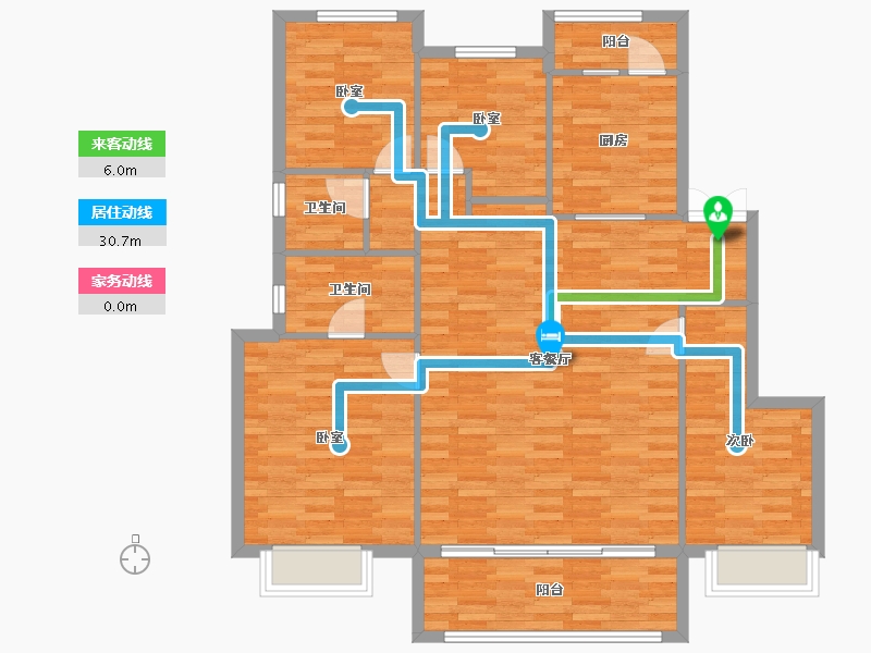 重庆-重庆市-新城和昱麟云Y3户型142m²-116.11-户型库-动静线