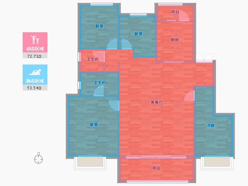 重庆-重庆市-新城和昱麟云Y3户型142m²-116.11-户型库-动静分区