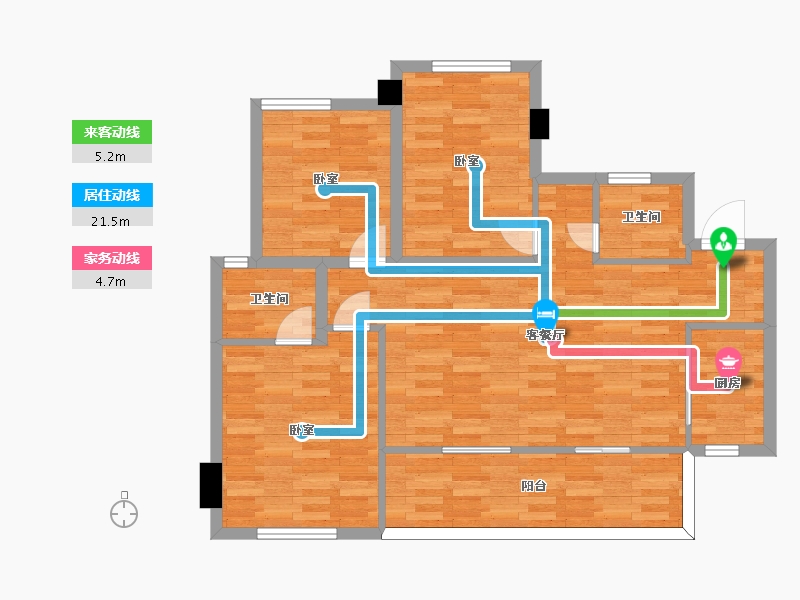 重庆-重庆市-财信中梁华府1,14,15,16号楼107㎡-87.22-户型库-动静线