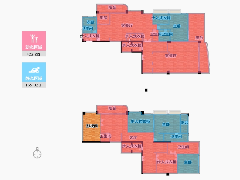 重庆-重庆市-南滨特区9号楼,10号楼套内511m²-567.38-户型库-动静分区