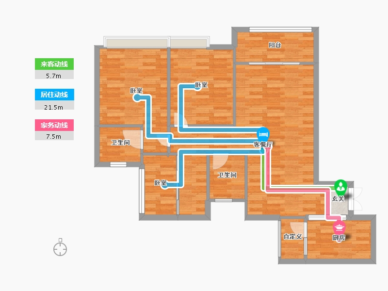 重庆-重庆市-天盈首原套内84m²-78.27-户型库-动静线