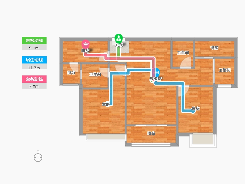 重庆-重庆市-天盈首原套内80m²-73.94-户型库-动静线