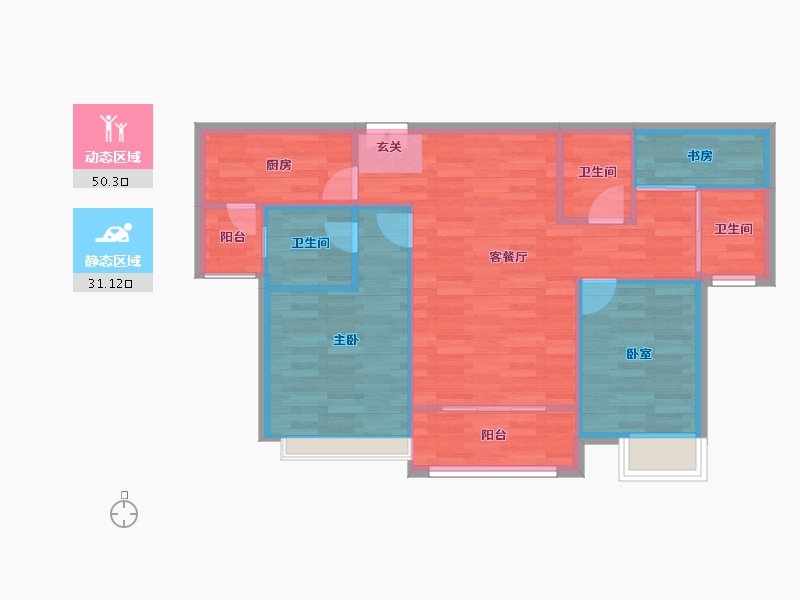 重庆-重庆市-天盈首原套内80m²-73.94-户型库-动静分区