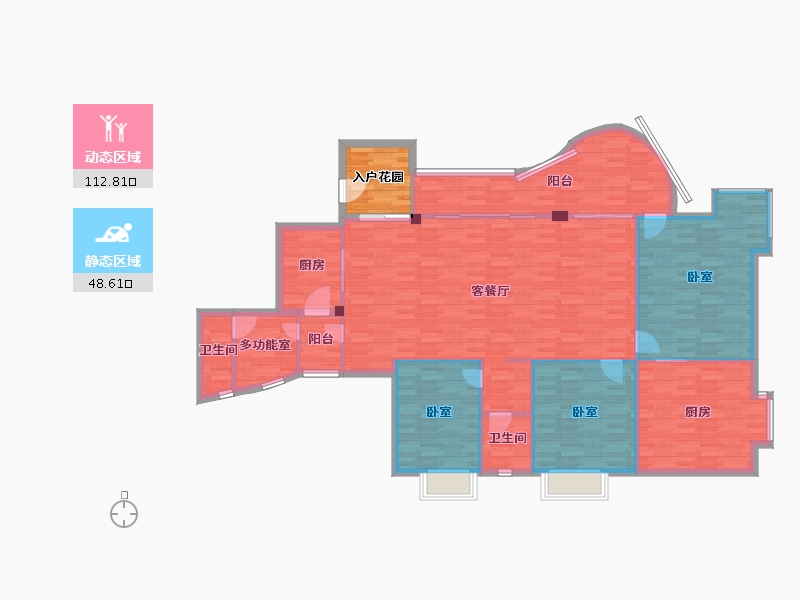 重庆-重庆市-皇冠国际2号楼套内148m²-155.30-户型库-动静分区